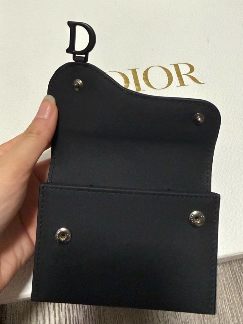 Christian Dior Black Saddle Card Holder Wallet Oblique Canvas Leather New Rare - Picture 3 of 5